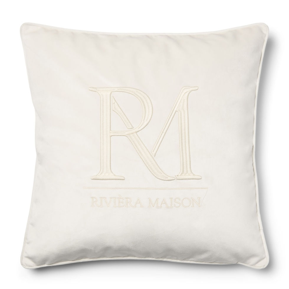 Miniaturbild: Rivièra Maison Monogram Samtkissen weiss 50x50 cm