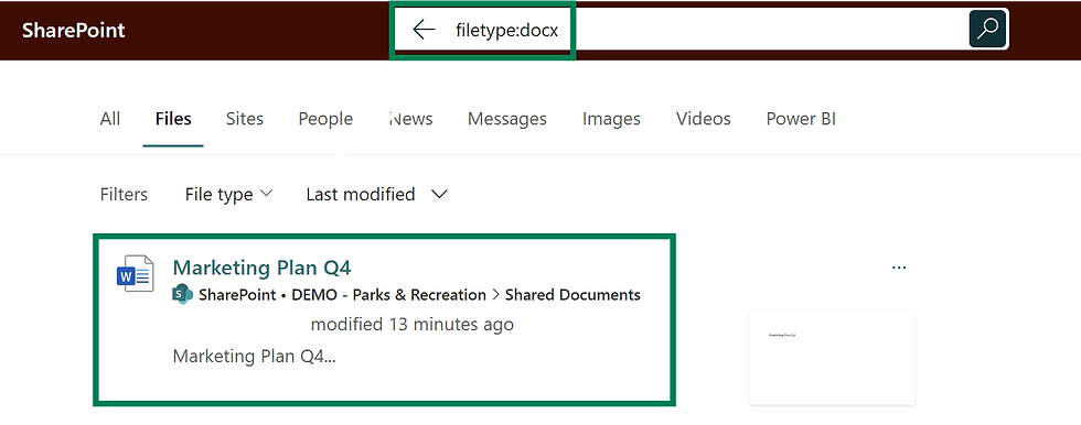 Search Based on File Type