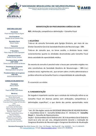 Manifestação Procuradoria Jurídica SBN competência CF