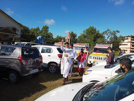 Vehicles blessing at Bela Church