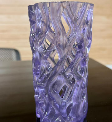 Purple transparent resin vase prototype.