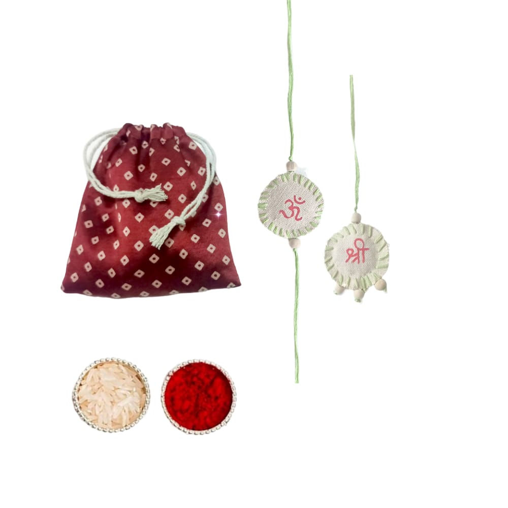 Handmade Spice Rakhi Set (Om & Shree) - Natural Aroma, Eco-Friendly