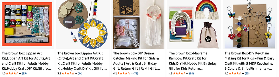 Customer Reviews of some of the kits by The Brown Box on Amazon India