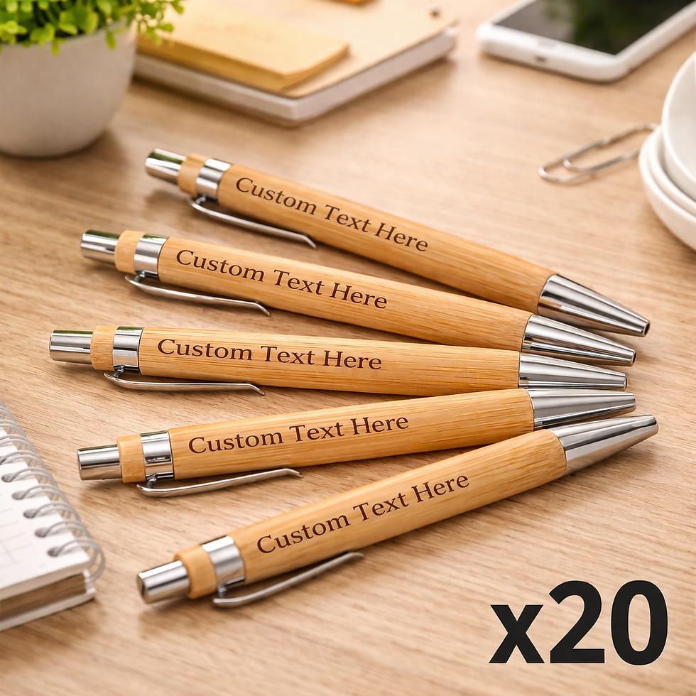 20 Personalised Engraved Bamboo Pens