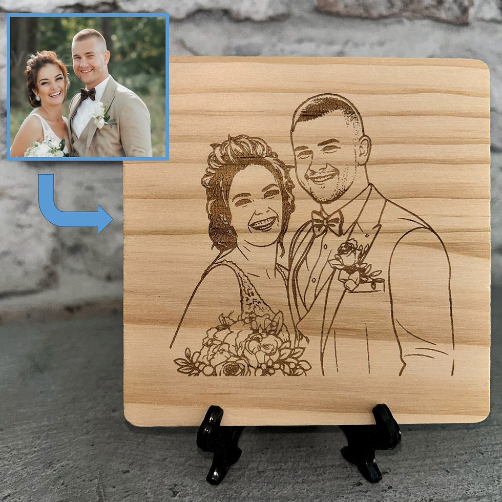 Personalised Photo Wooden Plaque Custom Laser Engraved Picture Gift With Stand