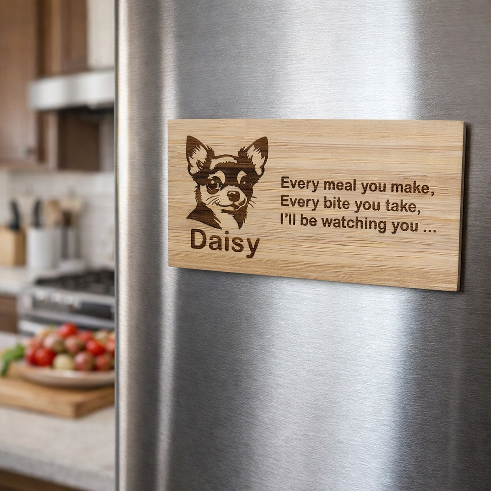 Dog Bamboo Magnet – 174 Breeds & Personalised Name