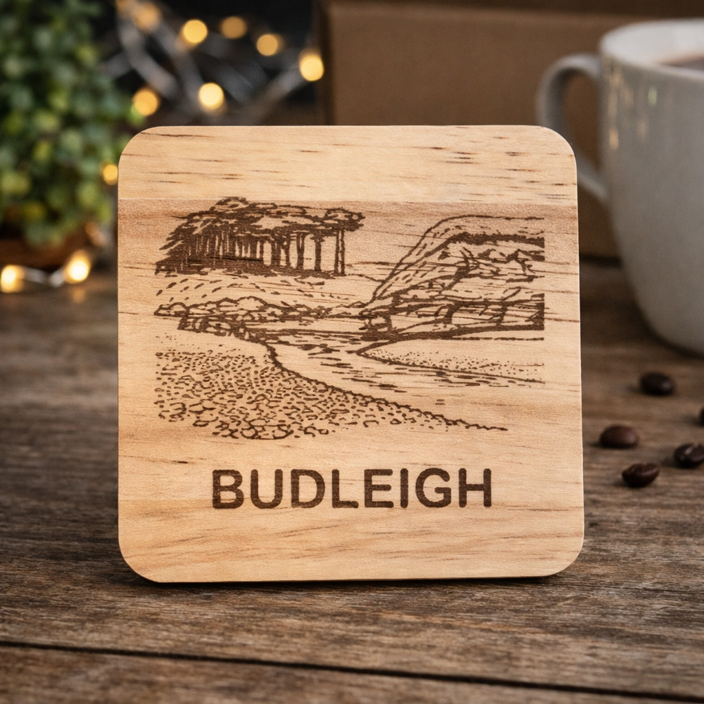 Budleigh Salterton Devon Wooden Drinks Coaster