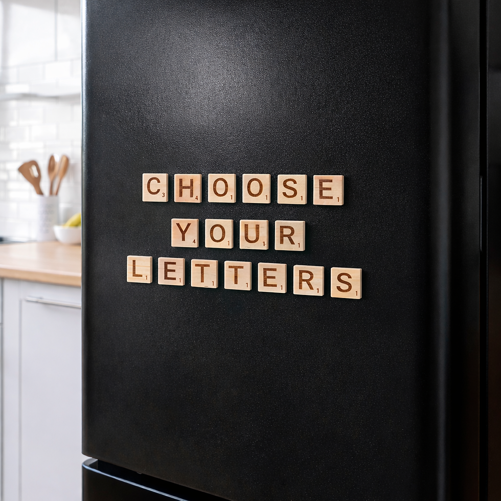 Thumbnail: Magnetic scrabble style wooden engraved letter tile - pick your own
