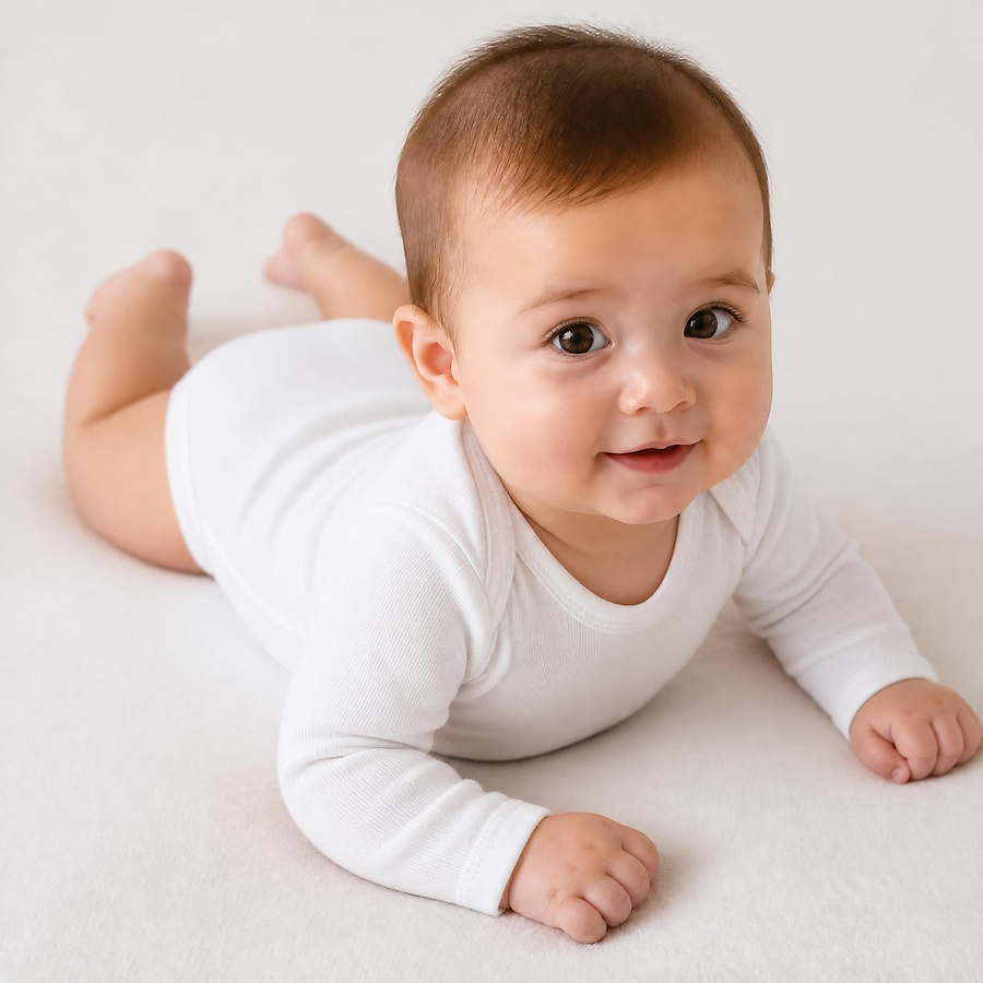5 set White Cotton Long Sleeve Bodysuit