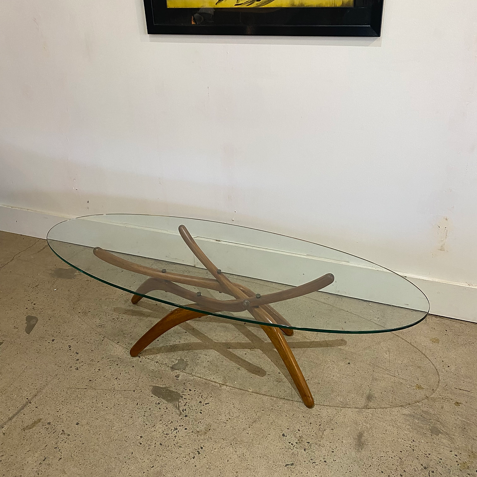 Miniature : Table en noyer et verre