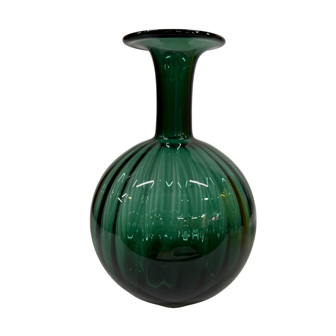 Pilgrim Glass Green Optic Stripe Vase