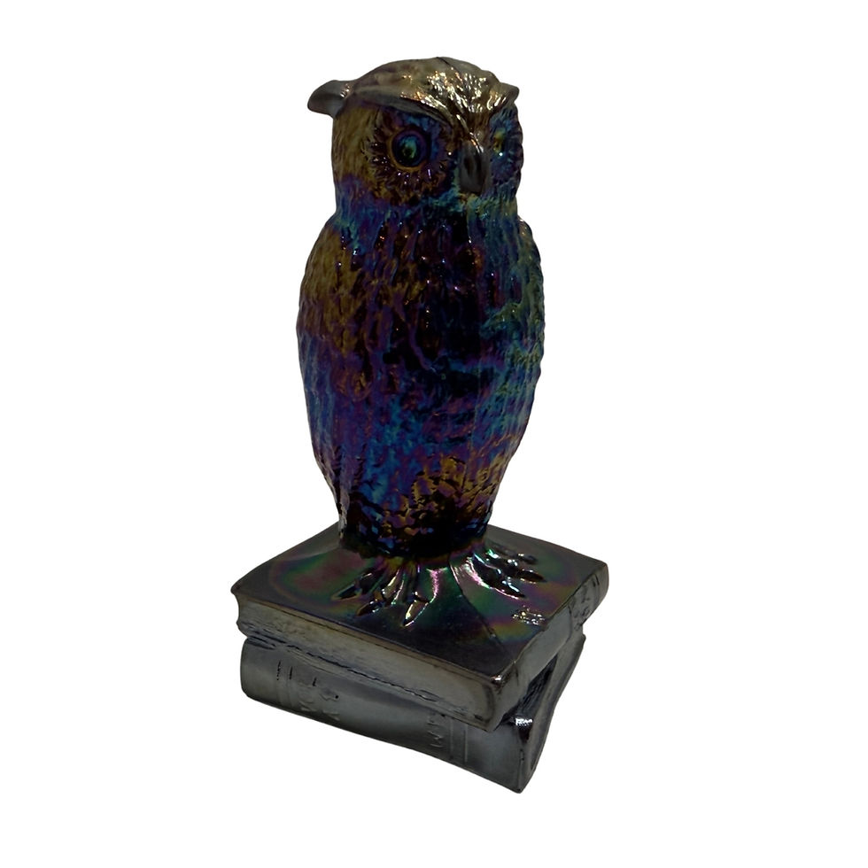 Thumbnail: Westmoreland Blue Carnival Glass Owl Figurine