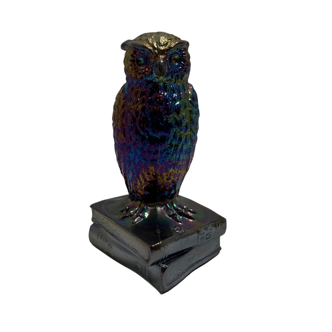 Westmoreland Blue Carnival Glass Owl Figurine