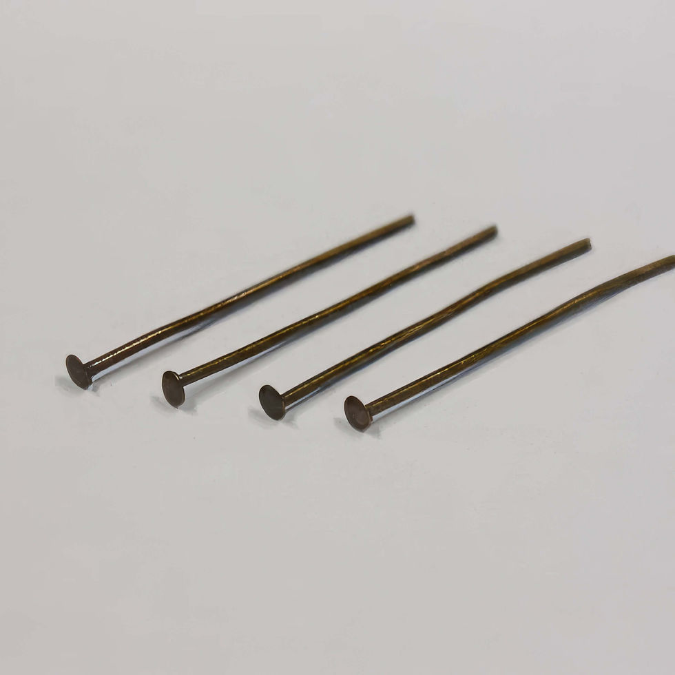 Thumbnail: Brass head pins for pinning chandelier prisms, antique