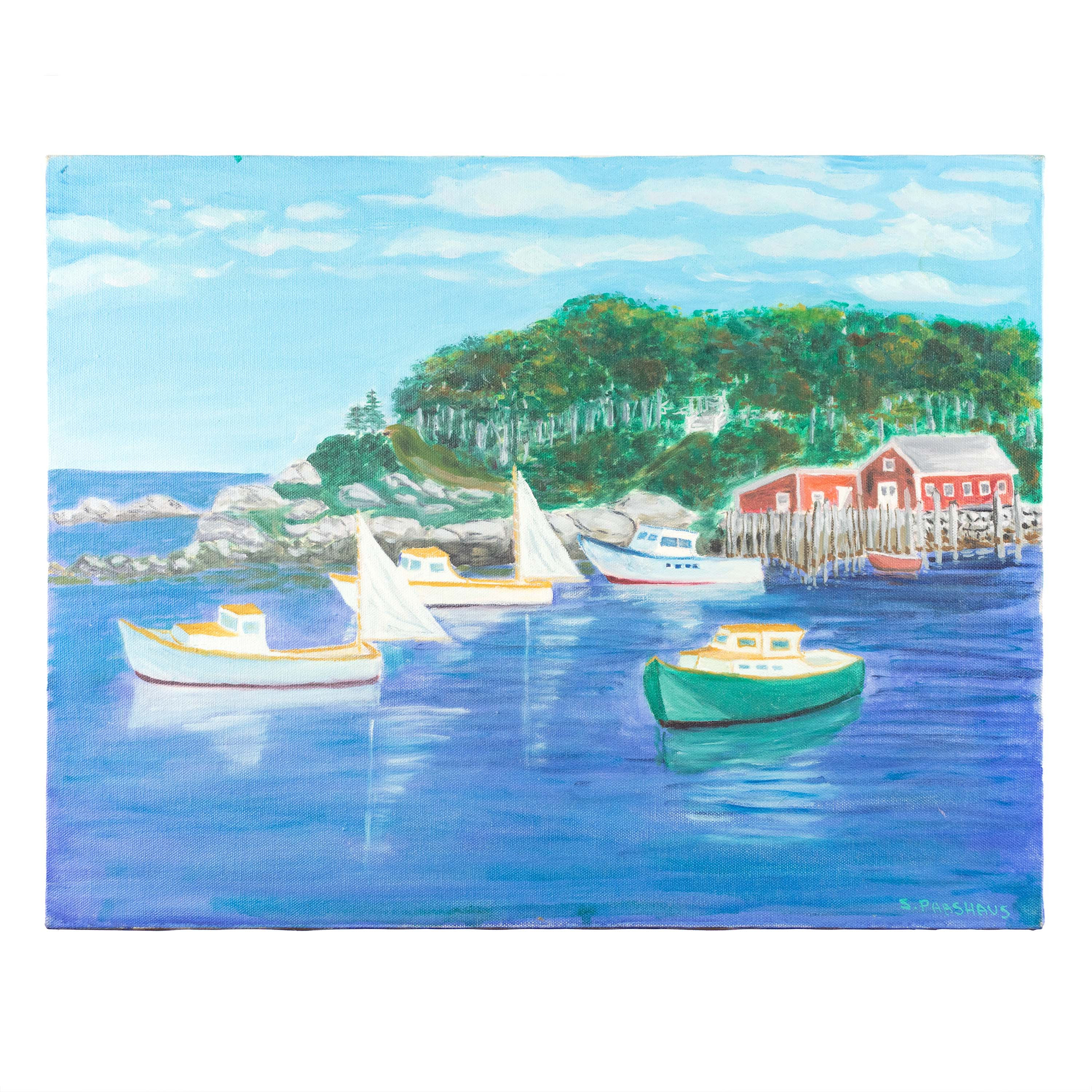 Sailboats And a Sunny Day Fine Art Painting Oil on Canvas