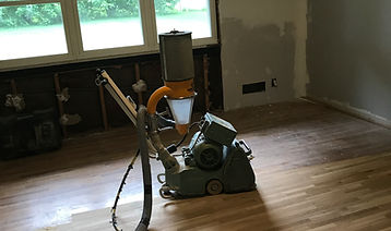 HEPA negative air machine and floor shrouds for dust-controlled hardwood sanding
