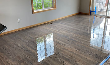 waterbase finish freshly applied to a hardwood floor.