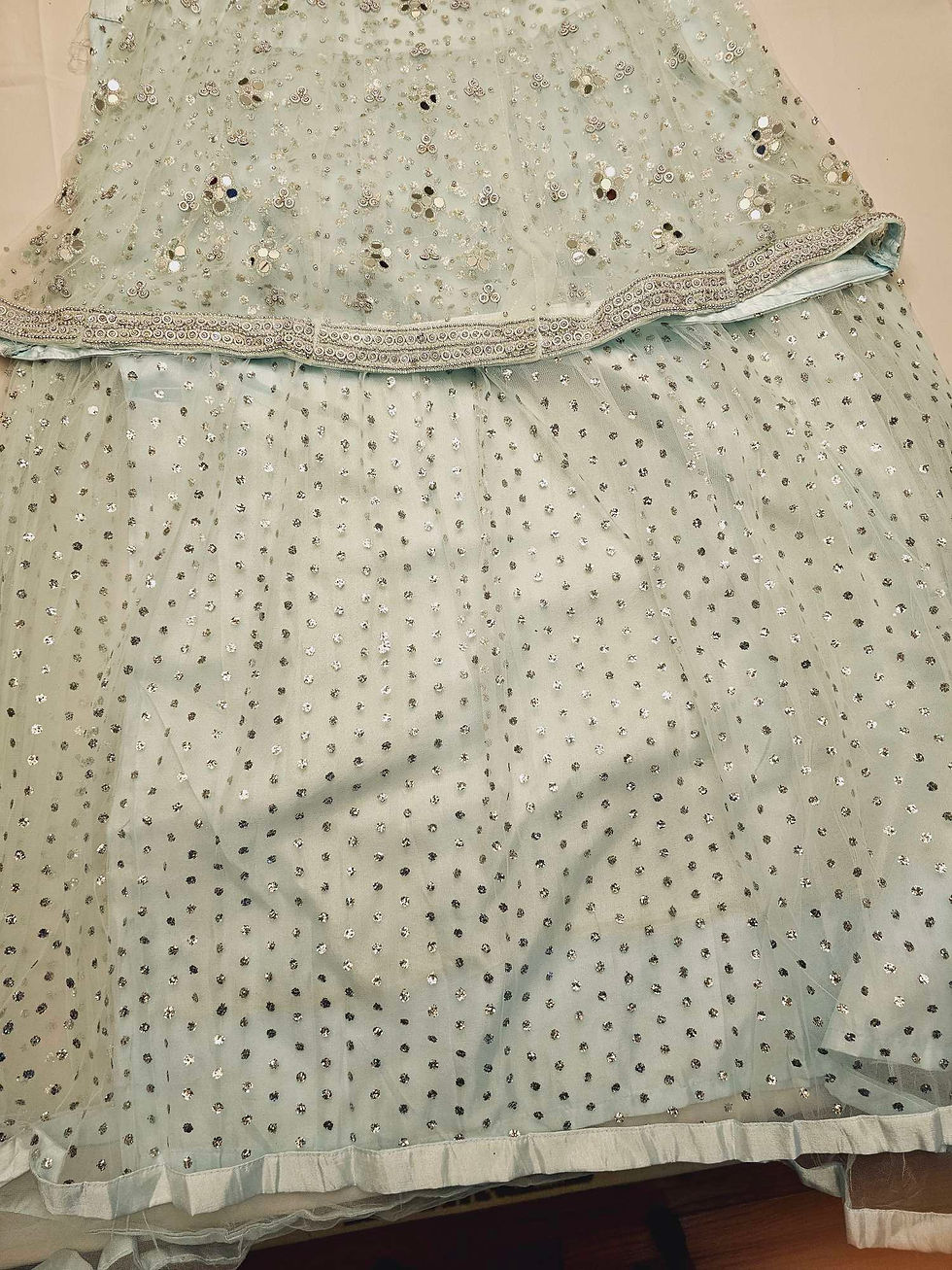 Thumbnail: Party Wear Light Blue Lehenga with Stone work