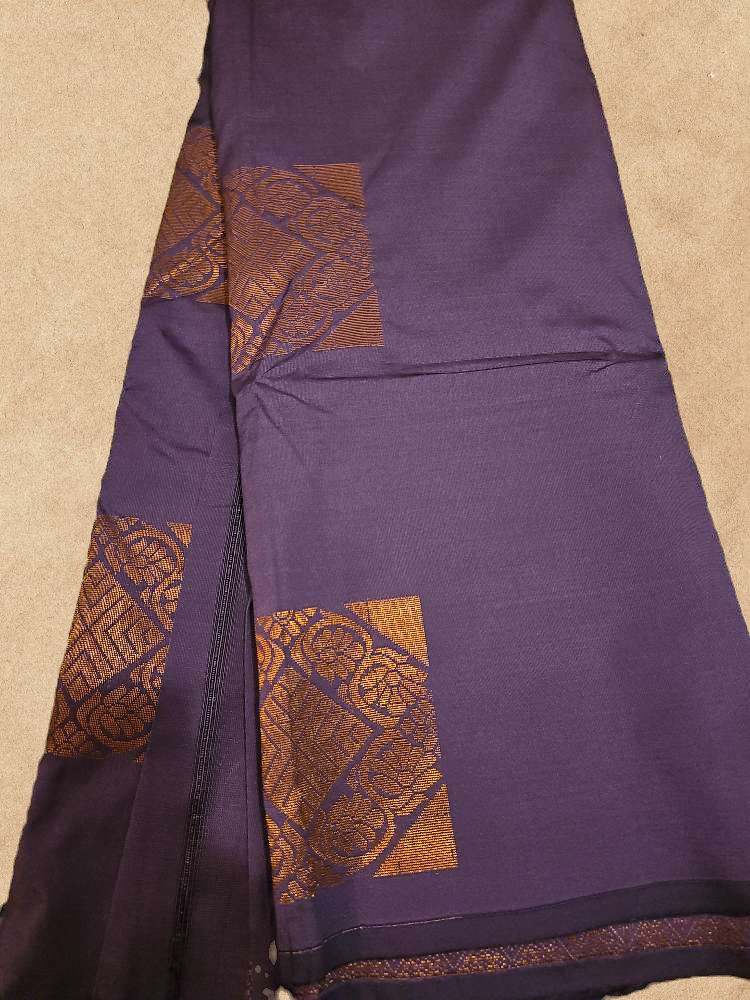 Soft Silk Violet Color with Copper Zari