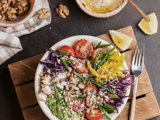 Walnut, kale and quinoa salad