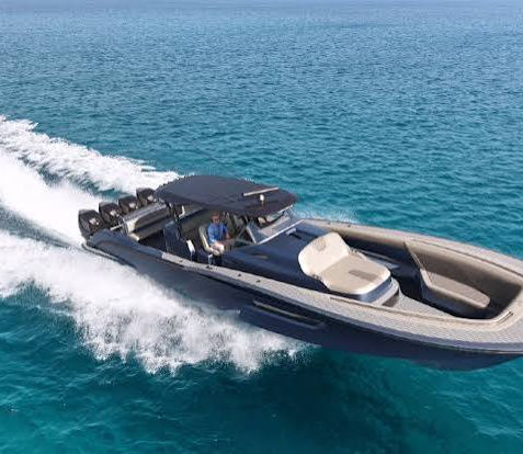 Modern motorboat cruising for fractional boat ownership florida