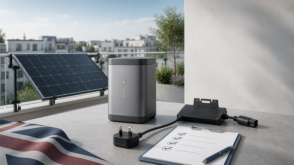 UK plug-in solar and balcony storage boundary checklist for distributors