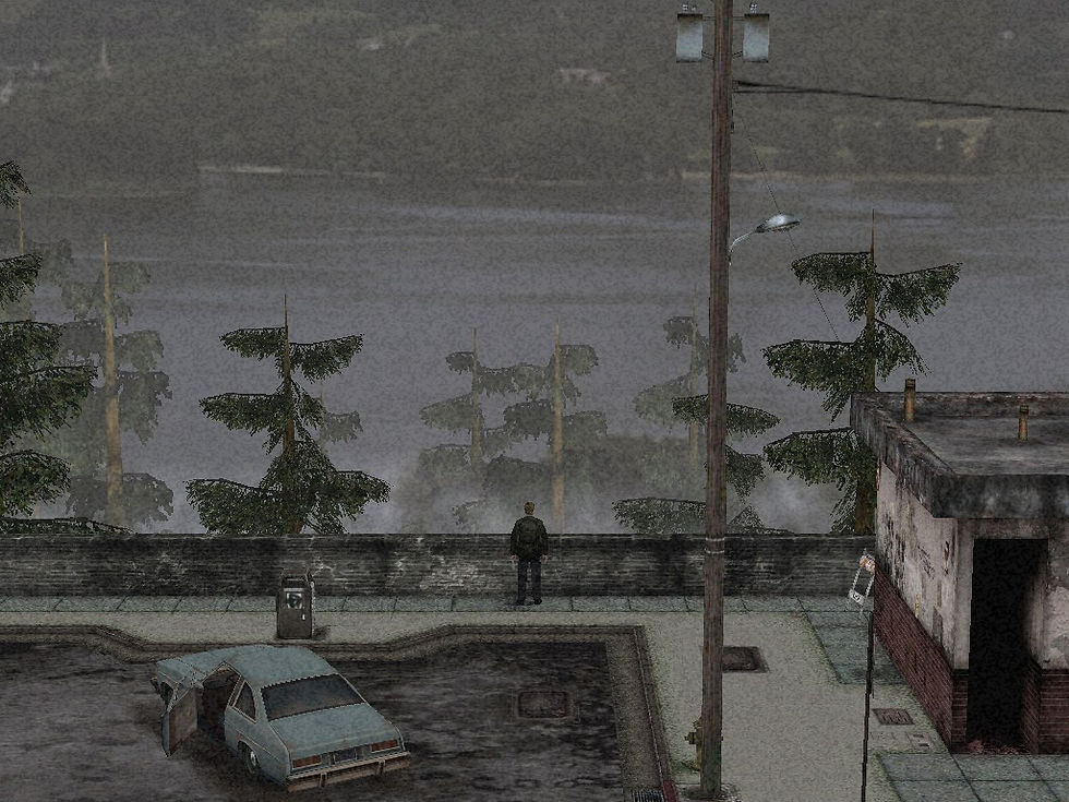 James Sunderland from Silent Hill 2 after the rest stop in the very beginning of the game after wondering if Mary is there and asking himself if Mary truly is in Silent hill in the Lake View Hotel as he reads Mary's Letter.