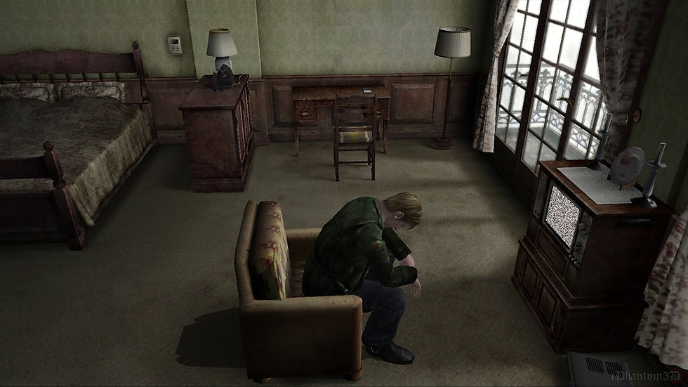 James from Silent Hill 2 in the Lake View Hotel where he learns the MAry his wife has died, near the end of the game.