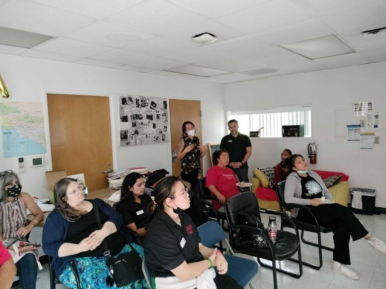 Students and faculty engaging with Kalani Heinz’s presentation on the history of Indigenous Hawaiian peoples on Sept. 20, 2023, in Northridge, Calif. (Jesse Illanes)