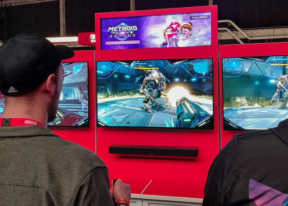 A Nintendo Switch 2 Experience: Los Angeles attendee playing Metroid Prime 4: Beyond on the Nintendo Switch 2. (Jesse Illanes)