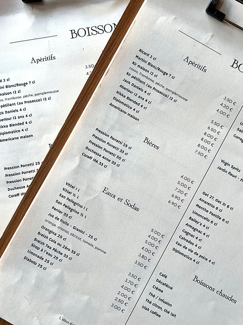 Carte Menu Restaurant Pizzeria Rennes