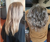 before and after photo of a cut and color