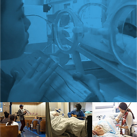 Collage of music therapy sessions at the LACMM