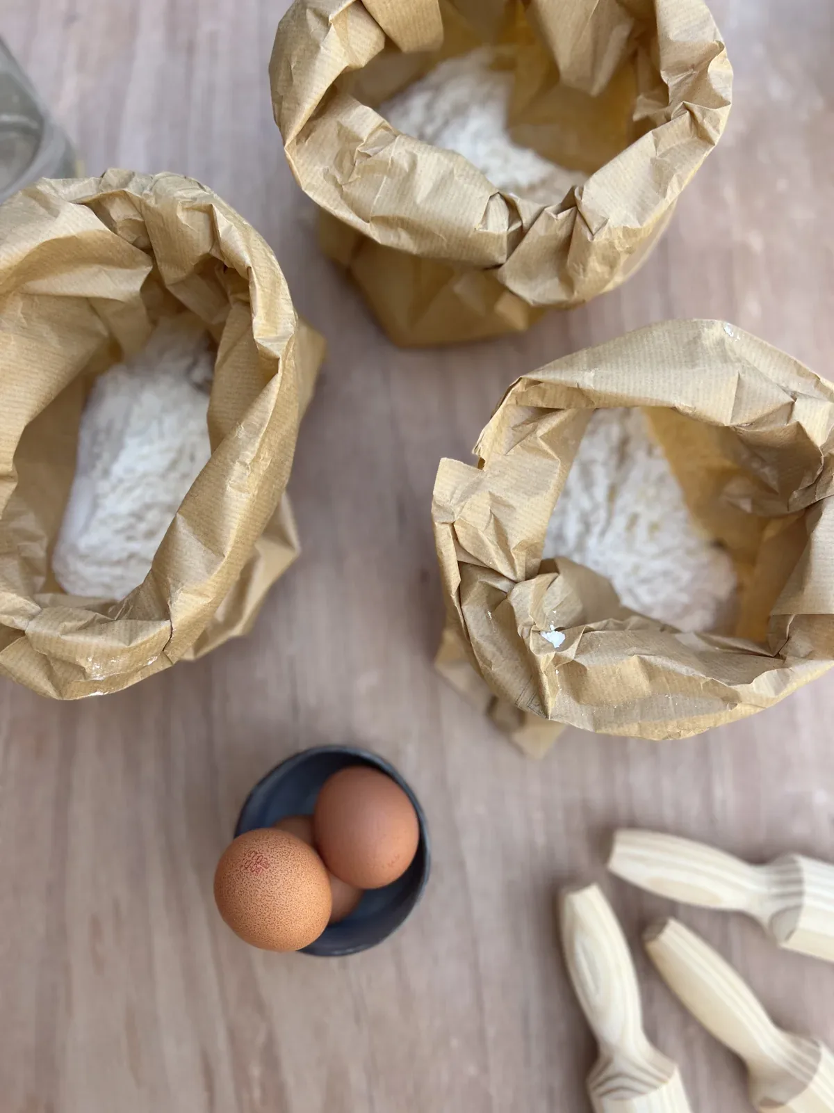 Eggs, flour and tools for fresh pasta