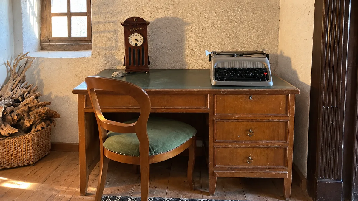 Antique desk with a typewriter