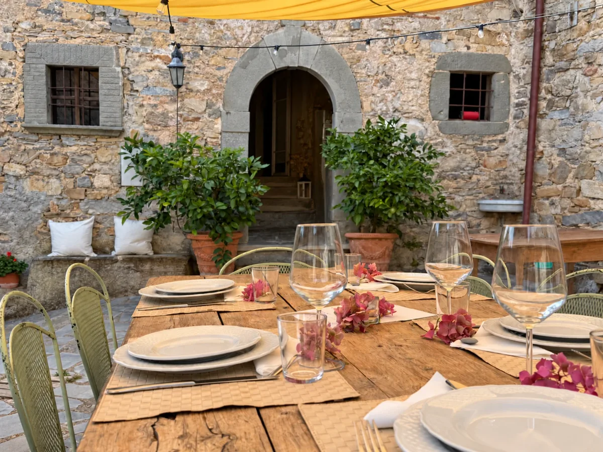 A table in the courtyard