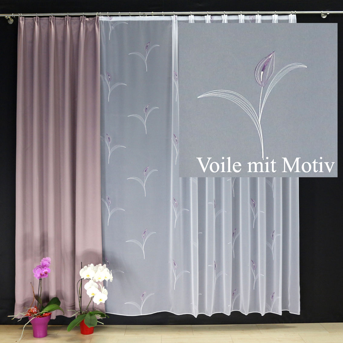 Hochwertige Fertiggardine mit Stickerei nach Maß MALGA