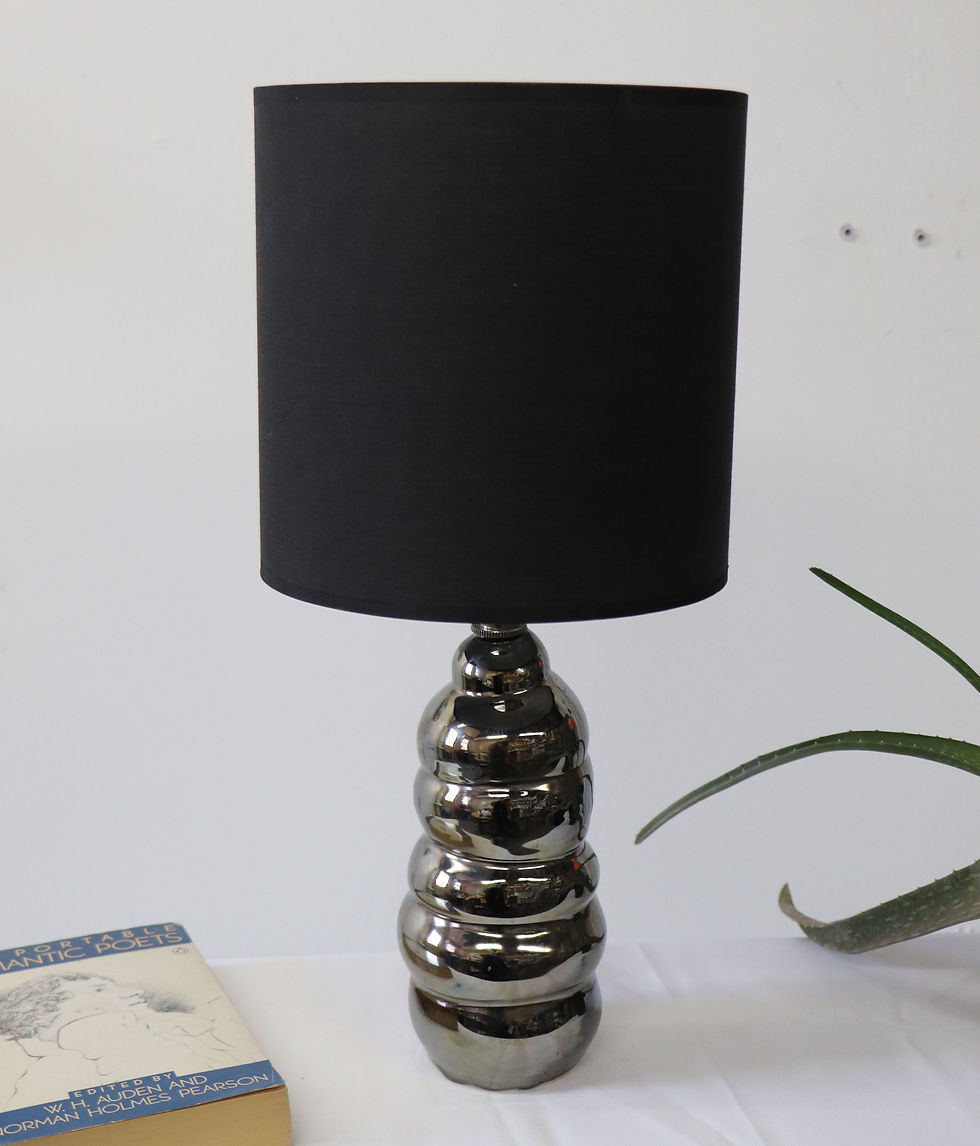Metallic Shiny Ceramic Lamp and Black Matte Shade