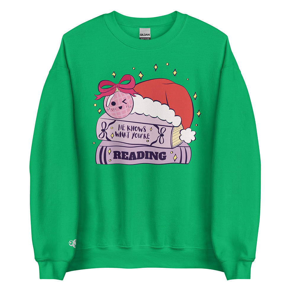 Thumbnail: He Knows What You’re Reading Sweatshirt – Spicy Book Lover Holiday Crewneck