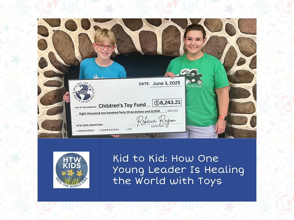 Jacob from Heal the World Kids (HTW Kids) and Ragan House Warehouse Sale donates over $8k to Children's Toy Fund, Inc and children facing illness or crisis.