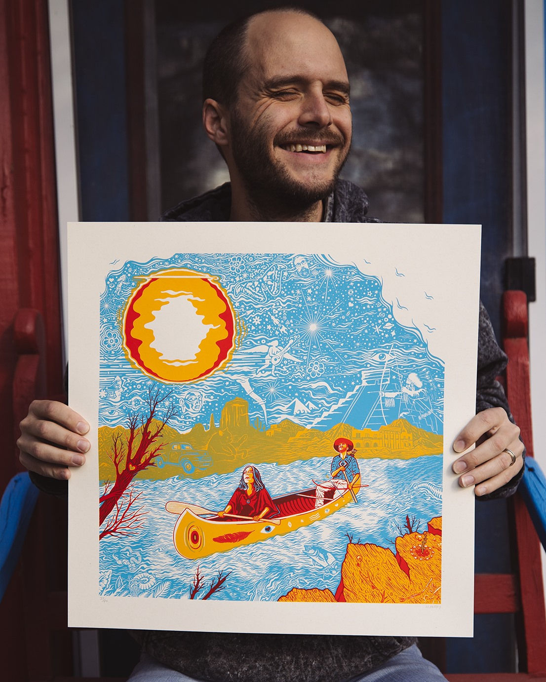 "Eccentric" Handmade, Screen-Print Art Poster