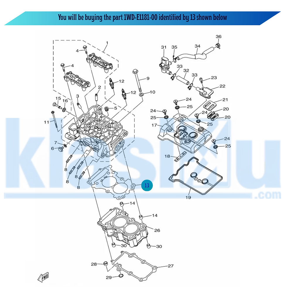 Thumbnail: Genuine Yamaha R25 R3 MT-03 Cylinder Head Gasket 1WD-E1181-00