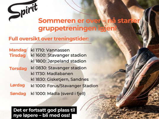 Spirit treningstider, fysio avtale, Trimtex butikk og sosialt ifm Stvg Maraton og Holmenkollstafetten 8.mai