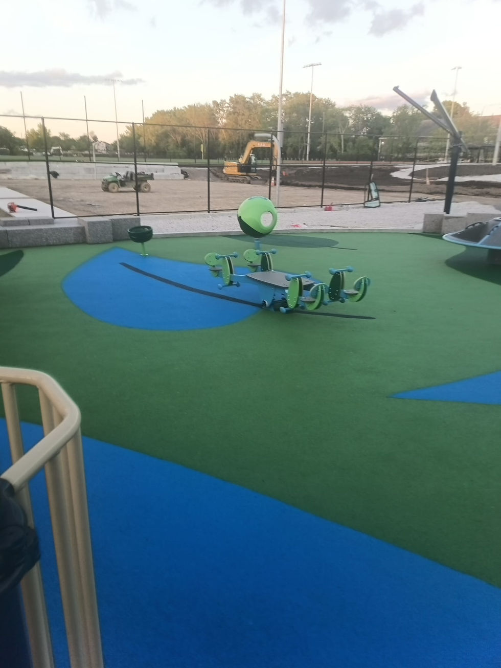 Blue and Green Leaf Design Playground Surfacing Fully Custom