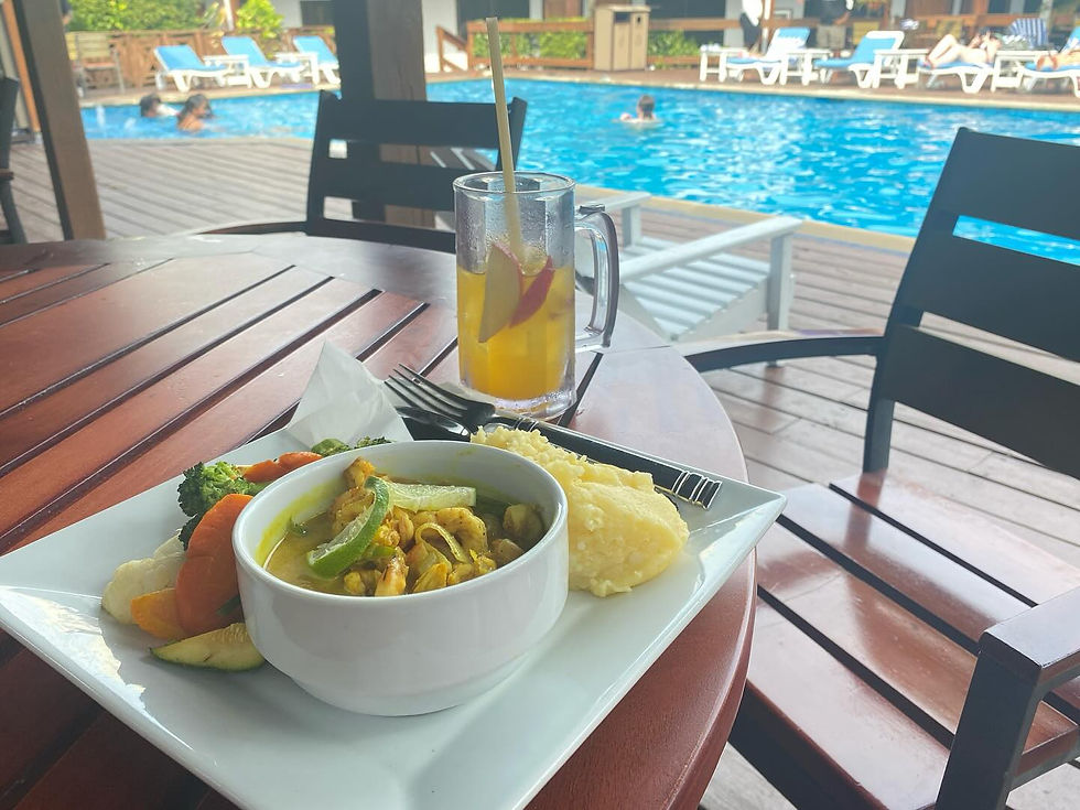Poolside lunch with fresh flavors and sunny views.