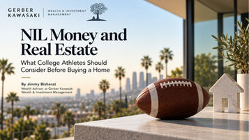 image of football with LA skyline in the background