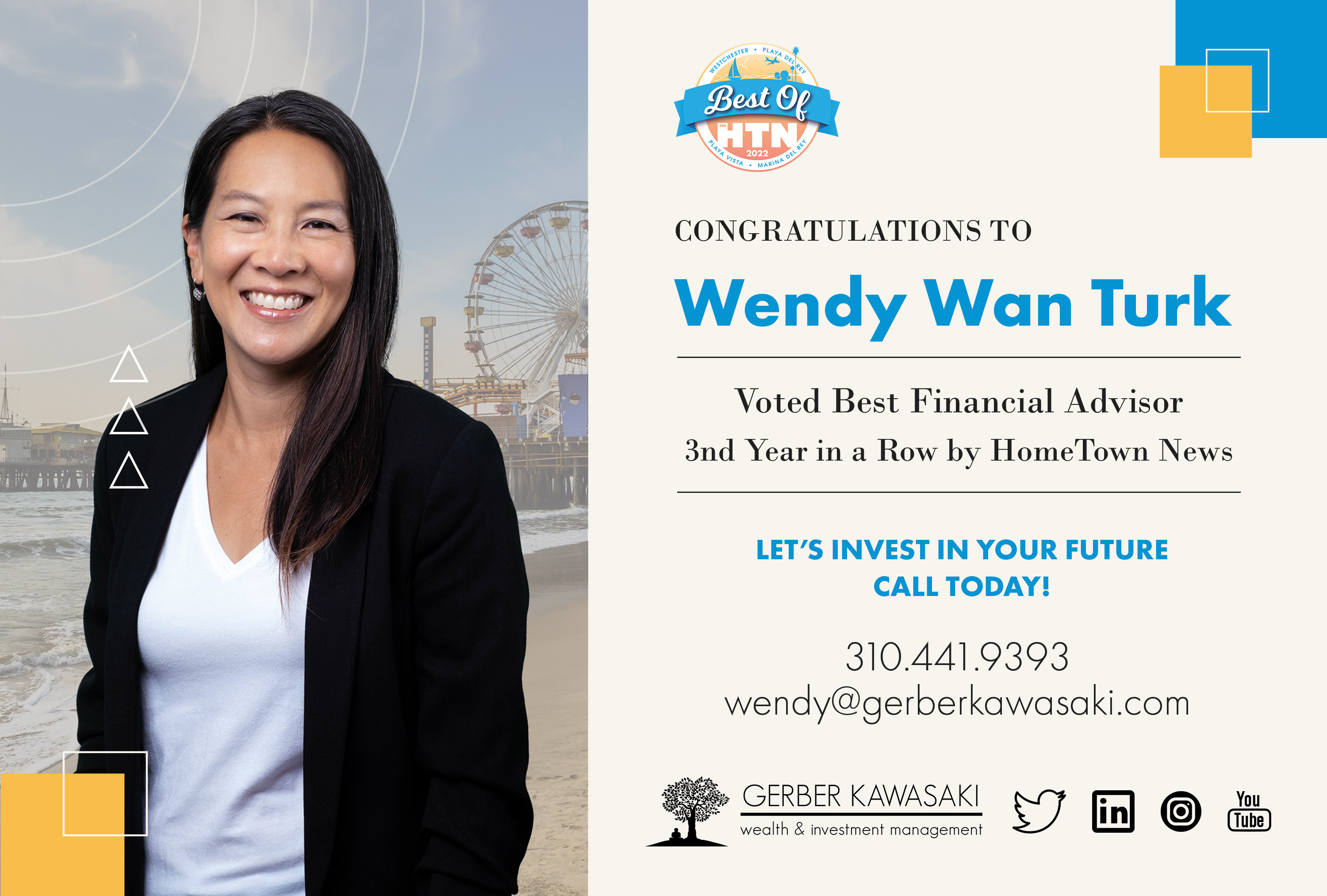 Voted Best Financial Advisor for the 3rd Year in a row by HomeTown News |  Gerber Kawasaki