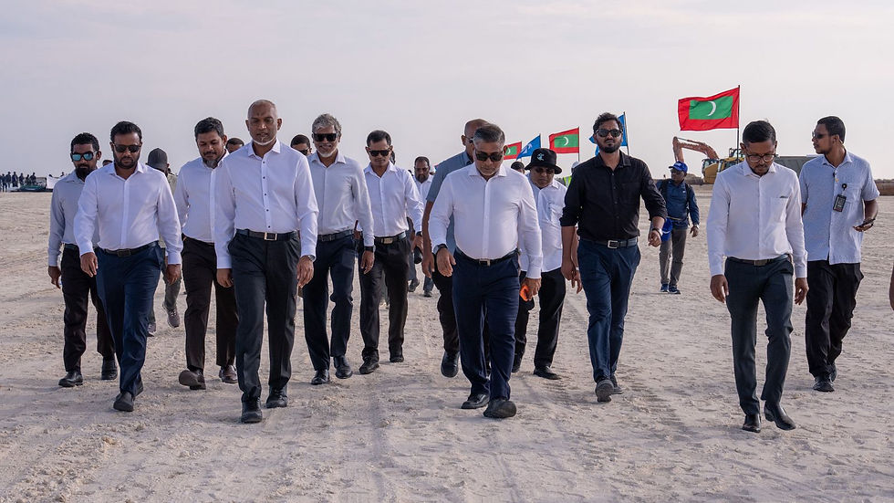 President Muizzu Inspects Progress of Giraavaru Falhu Reclamation Project Undertaken by MACL