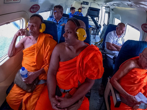 Sri Lanka Air Force Flies Monks Over Drought-Hit Regions in Traditional Prayer for Rain