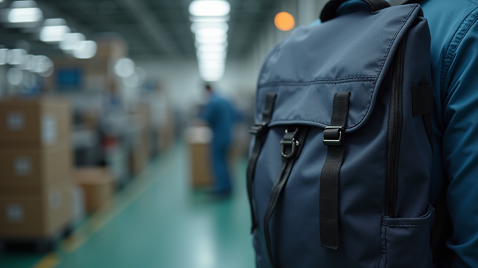 Close-up view of high-quality fabric and padding used in backpack production